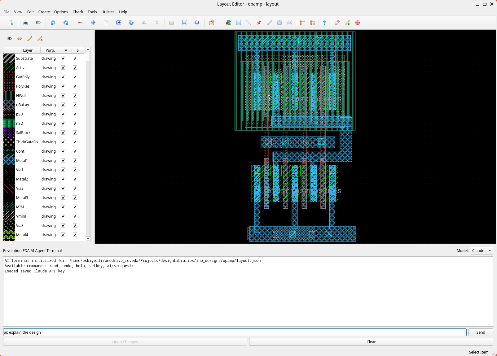 AI Terminal integrated with Revoluton EDA Layout Editor