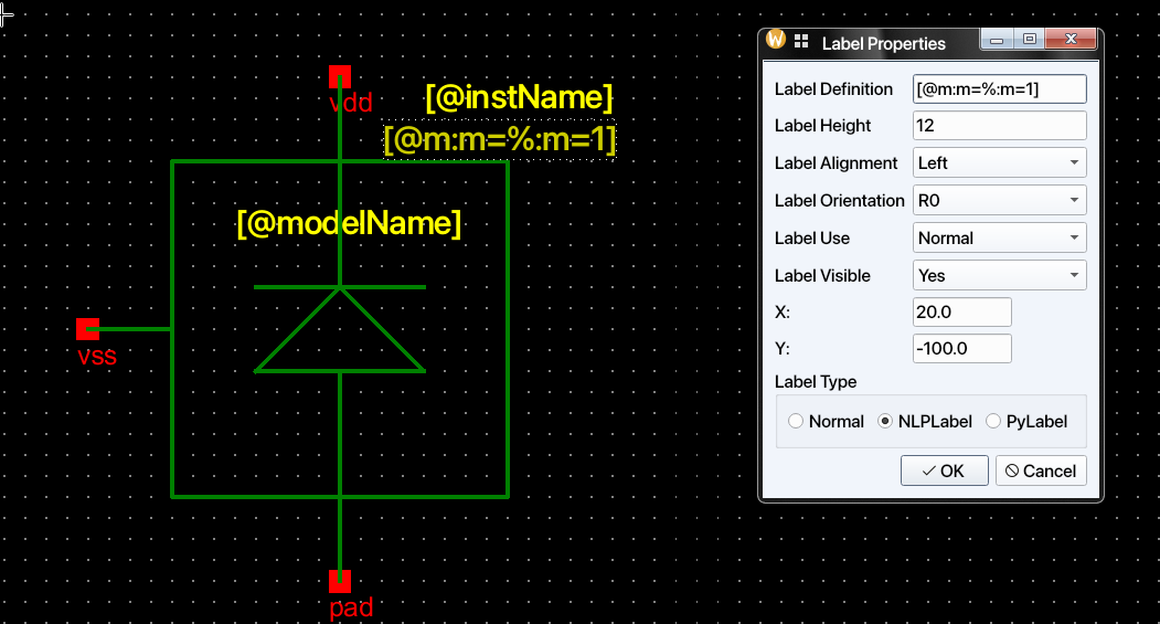 Symbol labels dialog